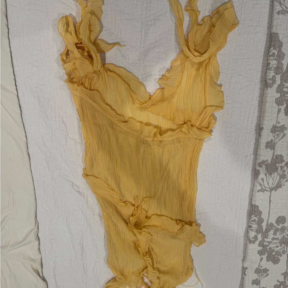 Zara Yellow Halter Dress with Ruffled Details